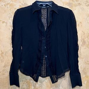 Express Black Lace Blouse, Size 3/4
